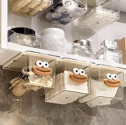 Mini Drawer Storage Box - Transparent Cartoon Bathroom Cabinet with Drawer Shelf