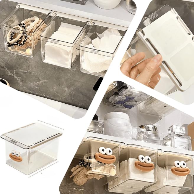 Mini Drawer Storage Box - Transparent Cartoon Bathroom Cabinet with Drawer Shelf
