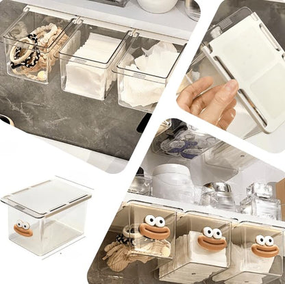 Mini Drawer Storage Box - Transparent Cartoon Bathroom Cabinet with Drawer Shelf