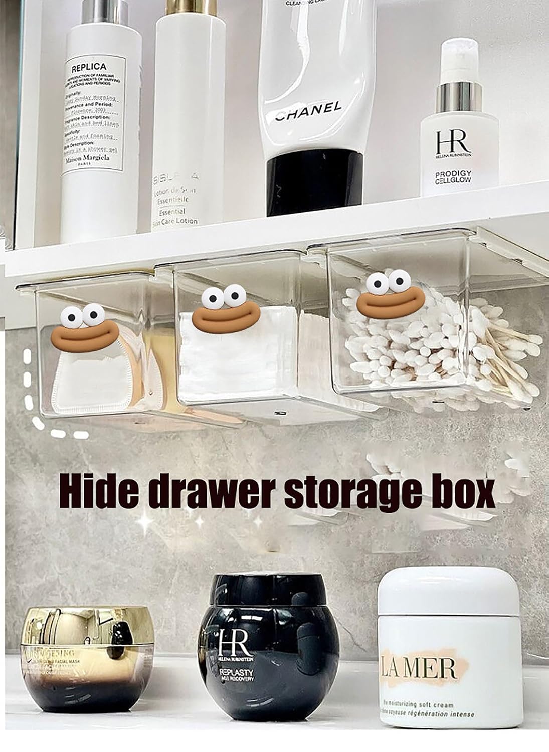 Mini Drawer Storage Box - Transparent Cartoon Bathroom Cabinet with Drawer Shelf