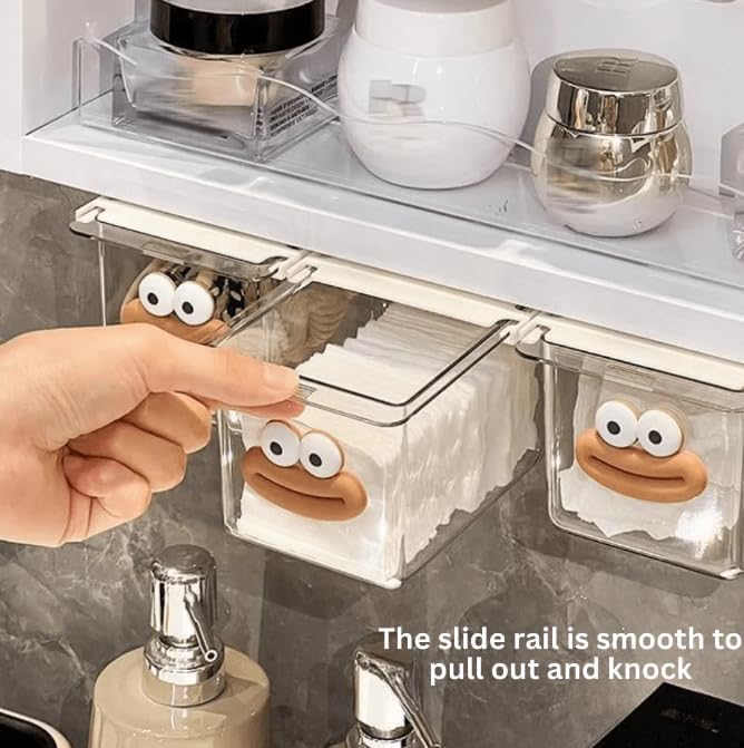 Mini Drawer Storage Box - Transparent Cartoon Bathroom Cabinet with Drawer Shelf