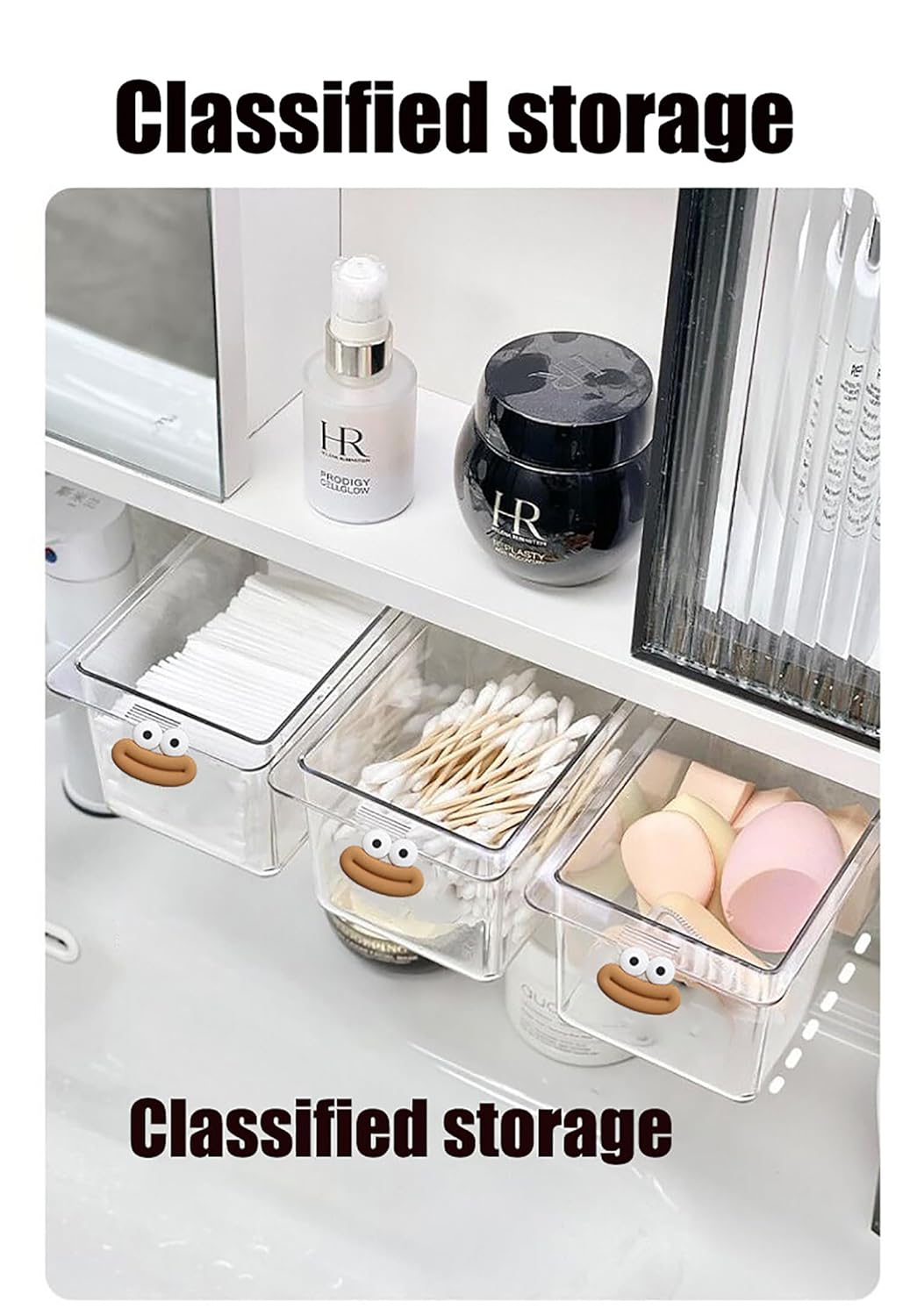 Mini Drawer Storage Box - Transparent Cartoon Bathroom Cabinet with Drawer Shelf